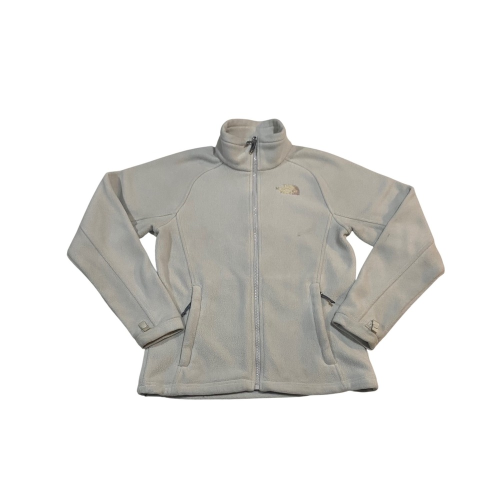 The North Face Womens Full Zip Fleece Jacket Light Gray Small Mock Neck Outdoor